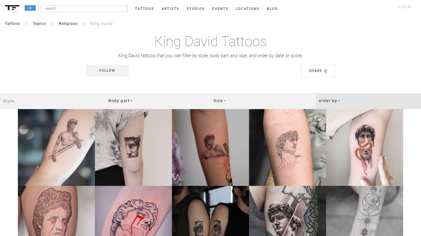 King David Tattoos | Tattoofilter