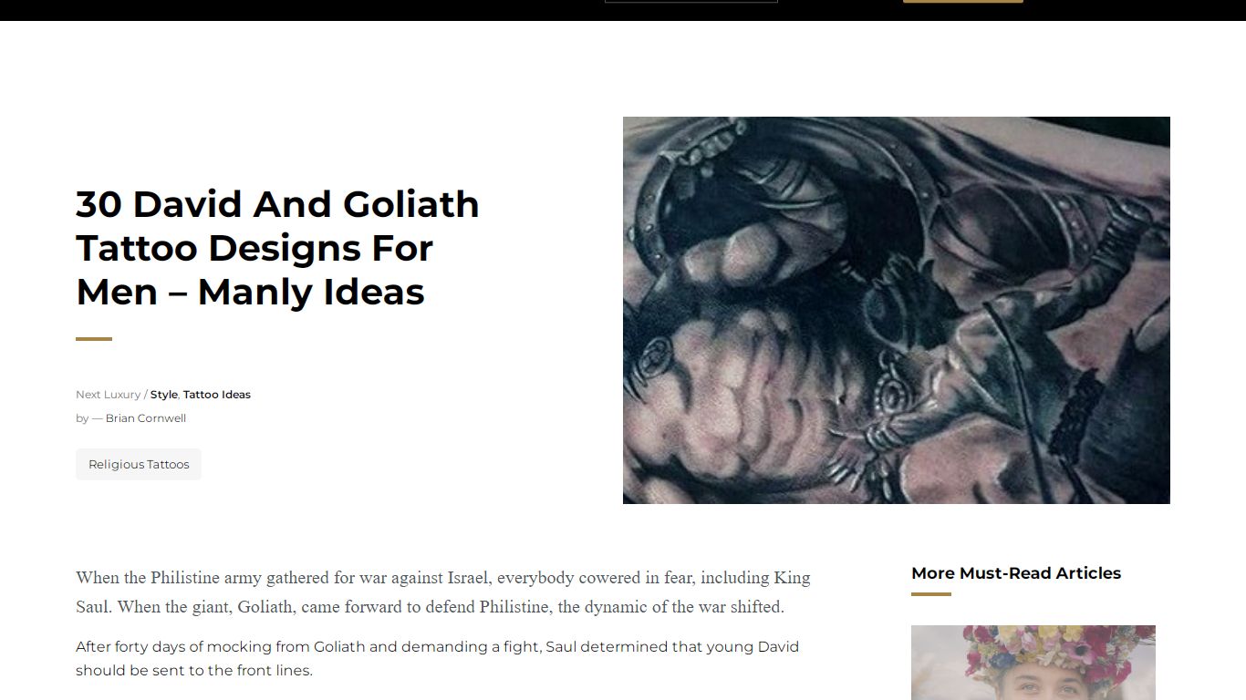 30 David And Goliath Tattoo Designs For Men - Manly Ideas - Next Luxury